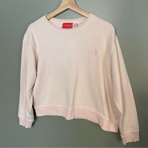 Vintage 100% Cotton Liz Claiborne Sport Cropped Light Pink Pullover Sweatshirt M